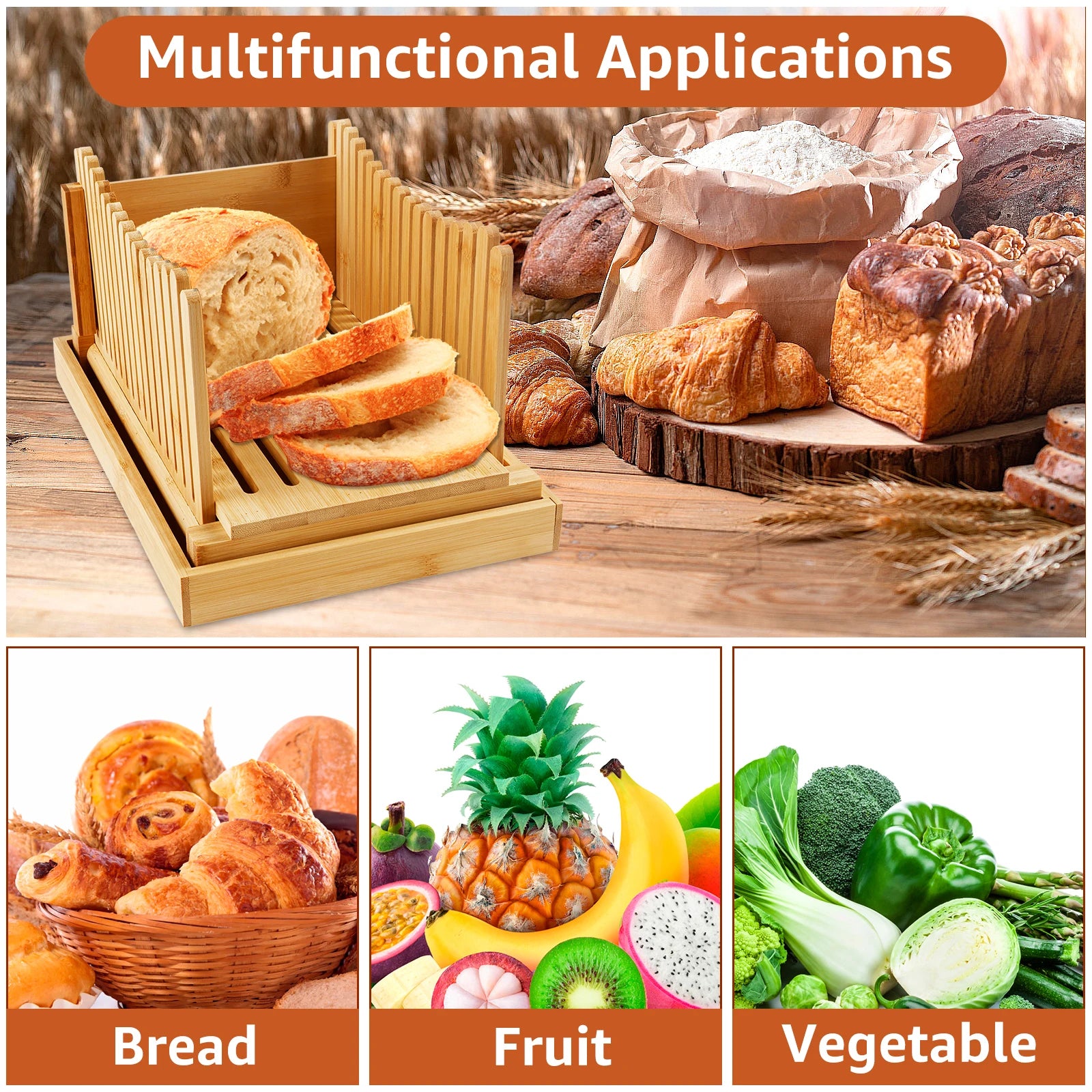 Yazijico™ Bamboo Bread Slicer Foldable Toast Bread - Yazijico™