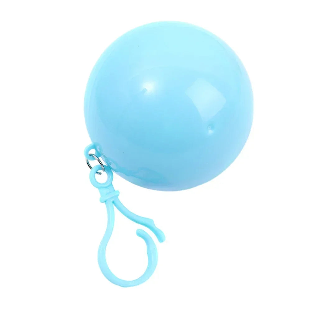 Mini Raincoats Ball for Adults Kids Disposable Rain Ponchos Rainwear Cloak Rain Gear Keyring Ball with Hook