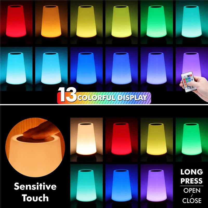 Yazijico™ 13 Color Changing Night Light RGB Remote Control Touch - Yazijico™