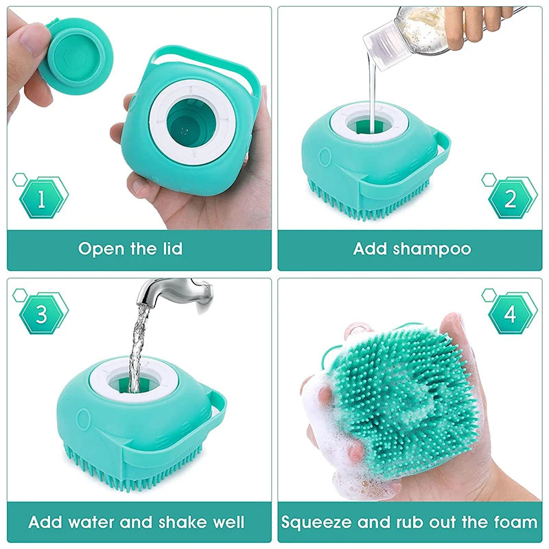 Silicone Dog Cat Shower Brush Pet Shampoo Dispenser| Yazijico™