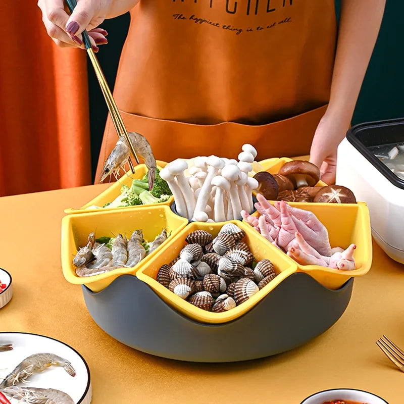 Rotatable 7-grid Hot Pot Drain Basket Double Layered  | Yazijico™