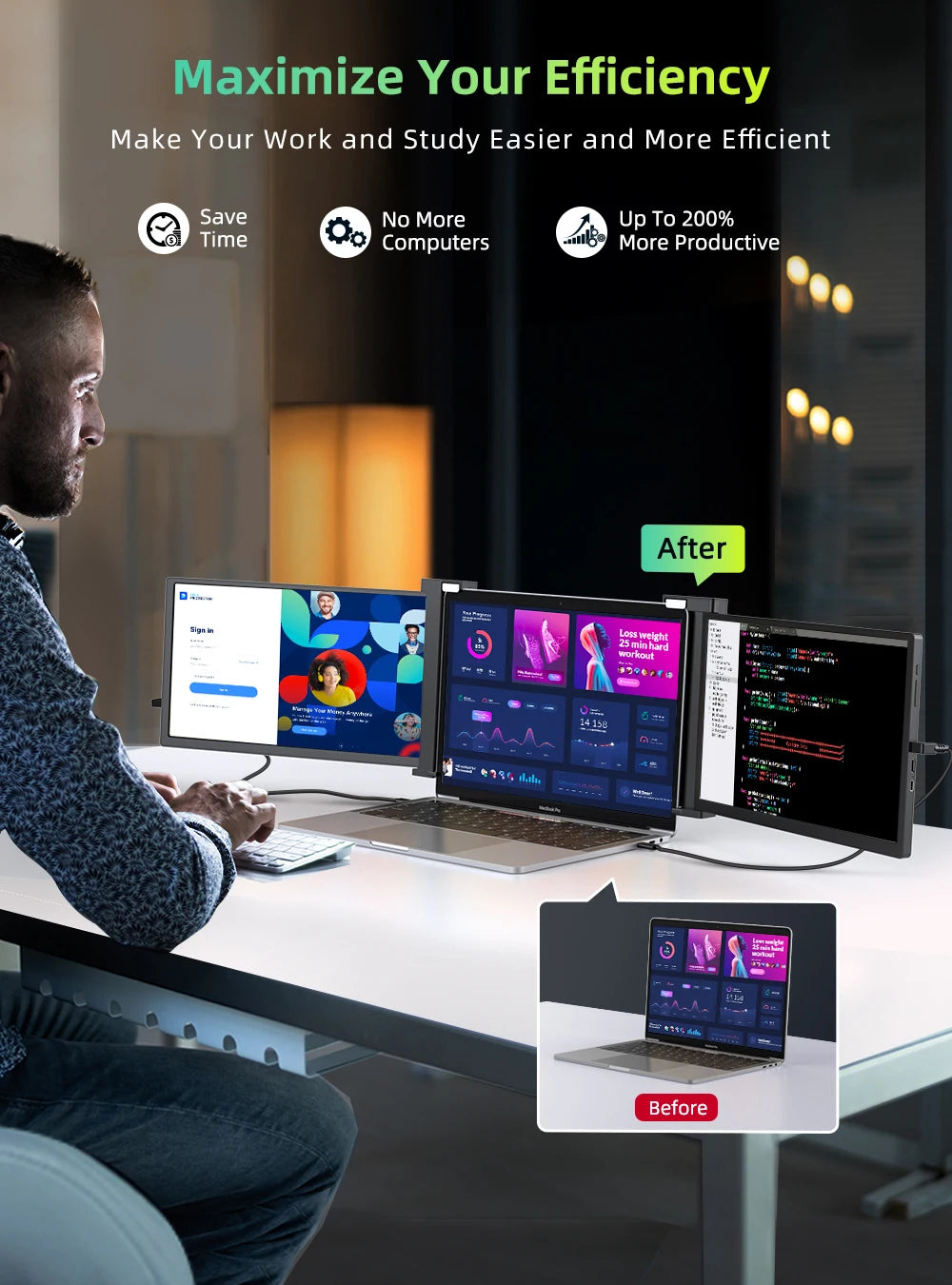 Yazijico™  Portable Monitor for Laptop 14" Detachable - Yazijico™