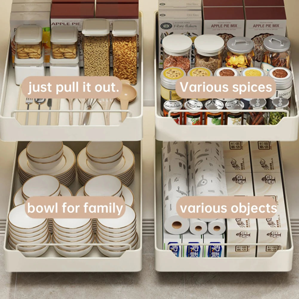 Pull Out Cabinet Organizer Fixed With Damping Guide | Yazijico™