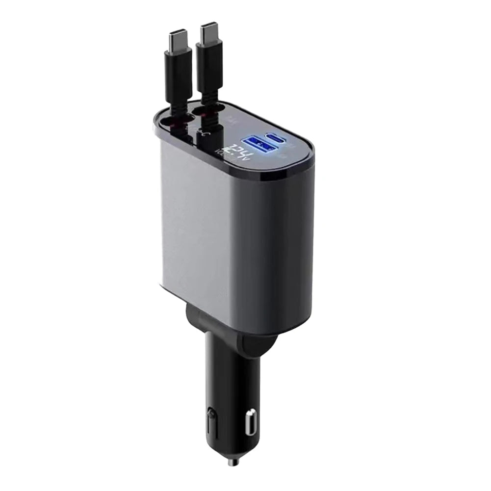 120W 4 IN 1 Retractable Car Fast Charger USB | Yazijico™