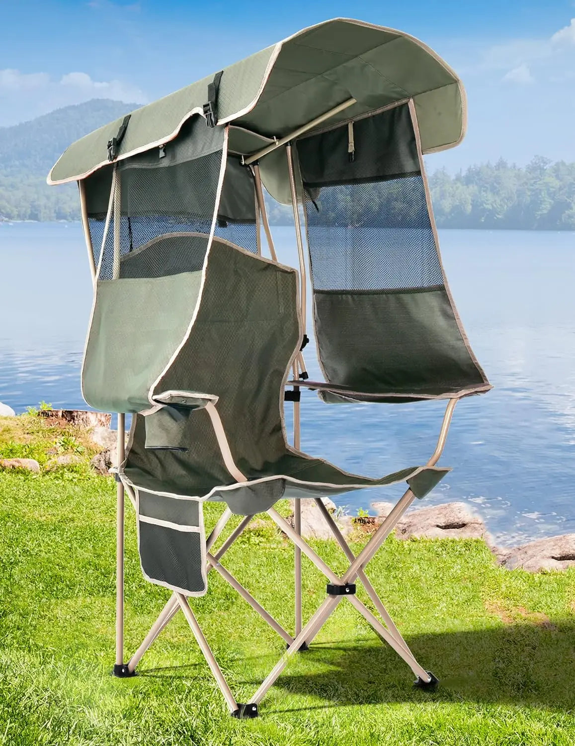 Camping Chair with Shade Canopy Outdoors | Yazijico™