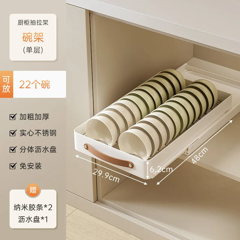 Stainless Steel Pull-Out Holder Kitchen Tableware | Yazijico™