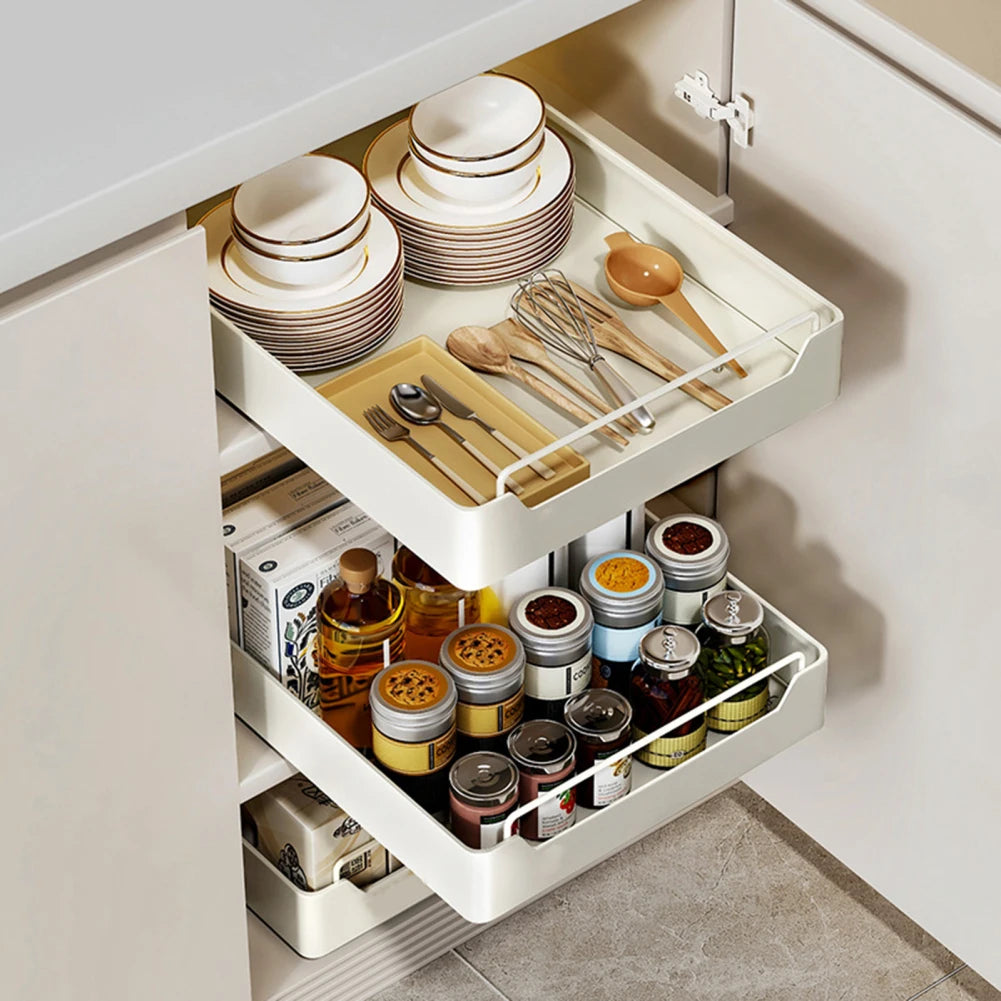 Pull Out Cabinet Organizer Fixed With Damping Guide | Yazijico™