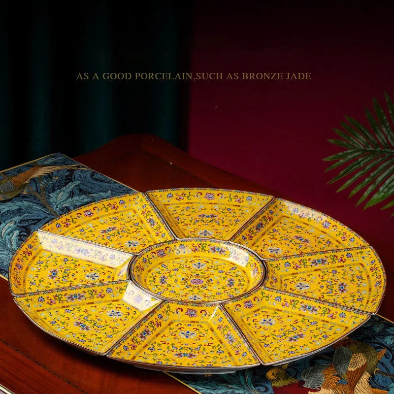 Creative Enamel Colored Ceramic Dinner Plate Set Chinese