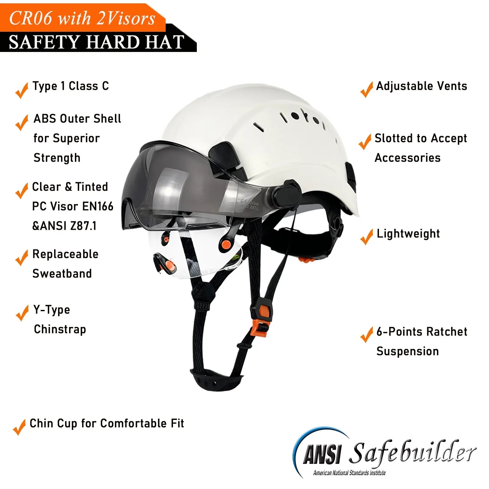 Yazijico™ Safety Helmet Hard Hat with Visor Clear - Yazijico™