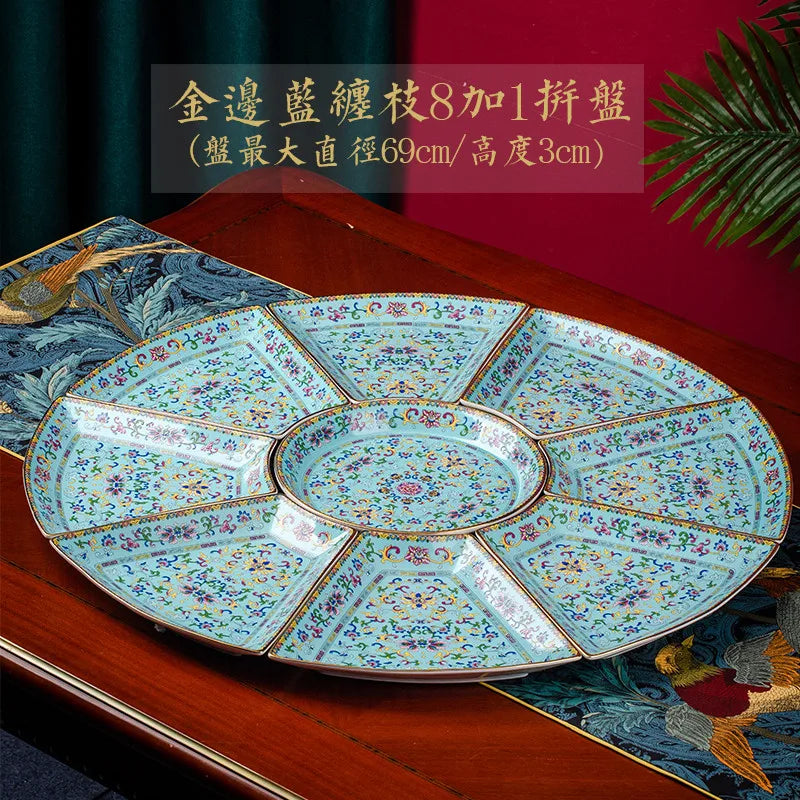 Creative Enamel Colored Ceramic Dinner Plate Set Chinese