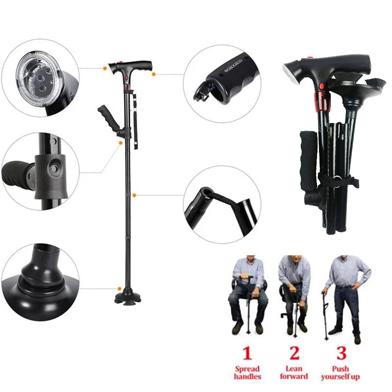 Collapsible Folding Cane Elder Cane Walking | Yazijico™