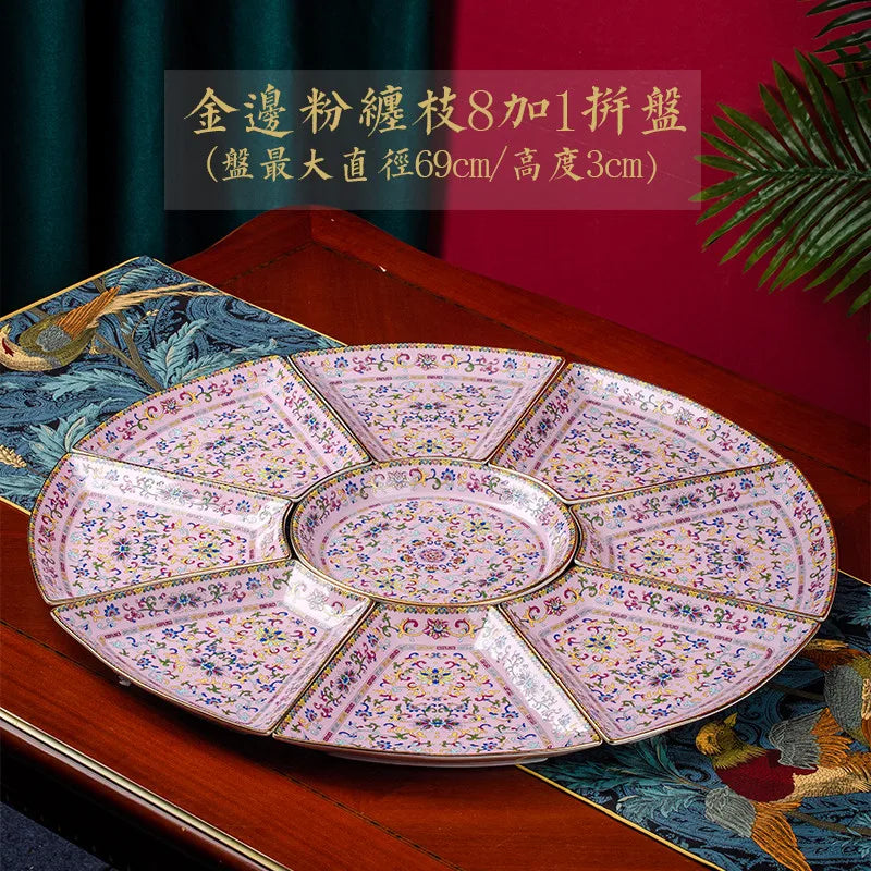 Creative Enamel Colored Ceramic Dinner Plate Set Chinese