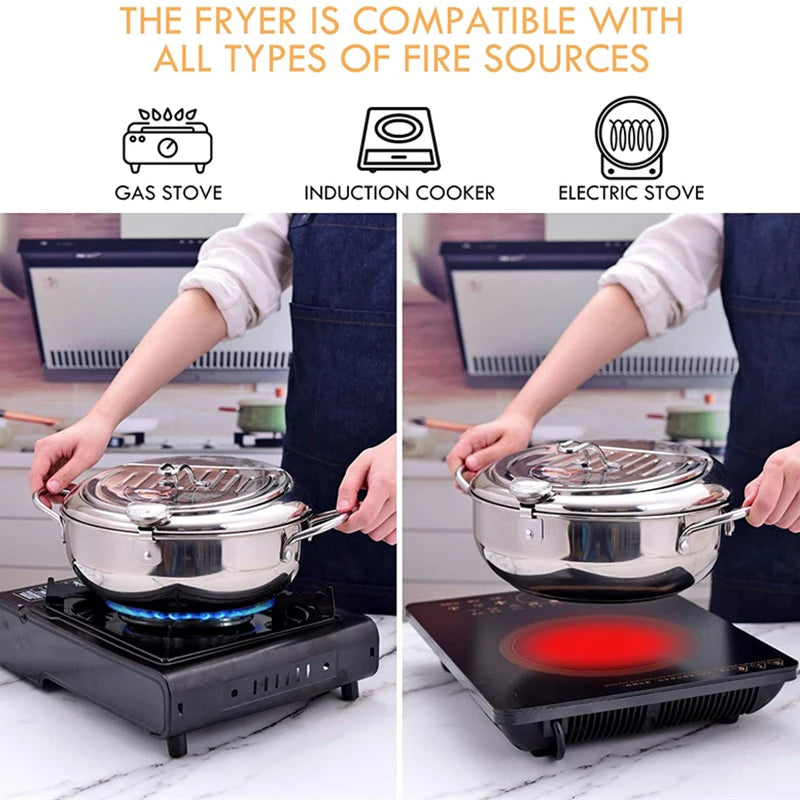 Yazijico™ Japanese Deep Frying Pot with a Thermometer - Yazijico™