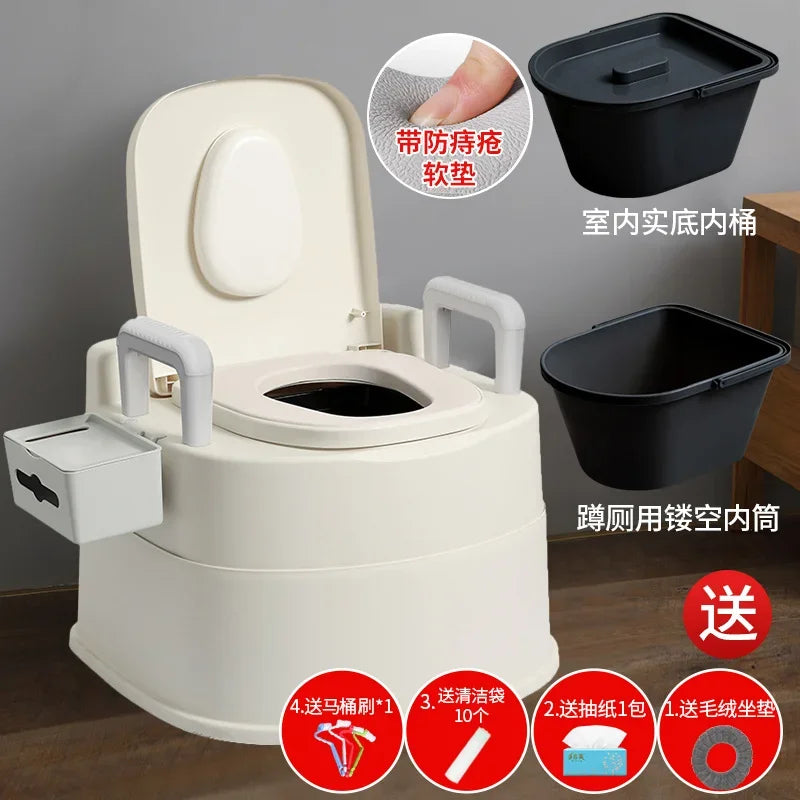 Portable Home Toilet for Elderly - Sealed Deodorized Pregnant Woman Urine Bucket with Armrest Sofa Chair