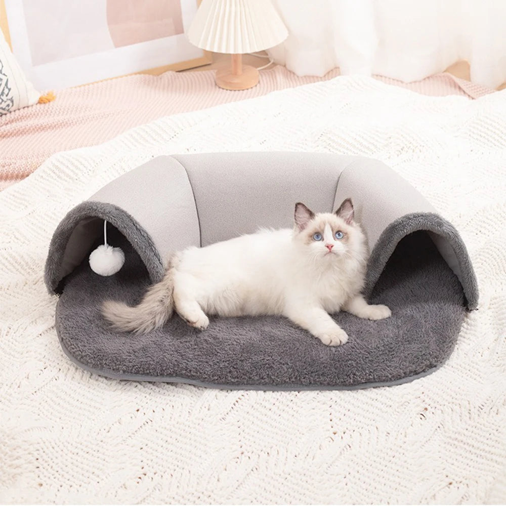Cat Tunnel Bed for Pets Cats 2-in-1 Cat Bed Play Tunnel | Yazijico™