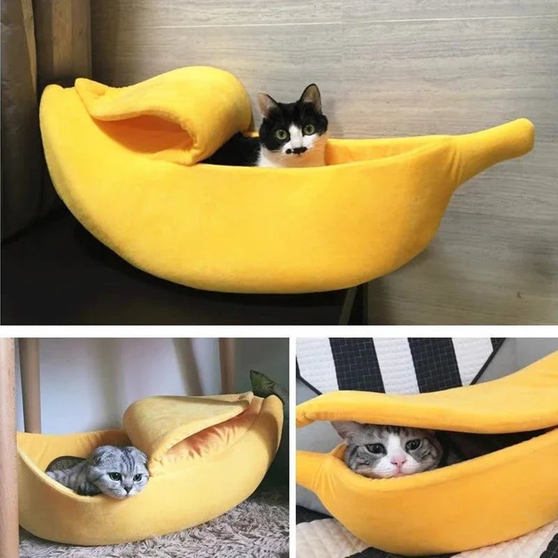 Warm Banana Shaped Dog Cat Bed Cozy Basket Puppy  | Yazijico™