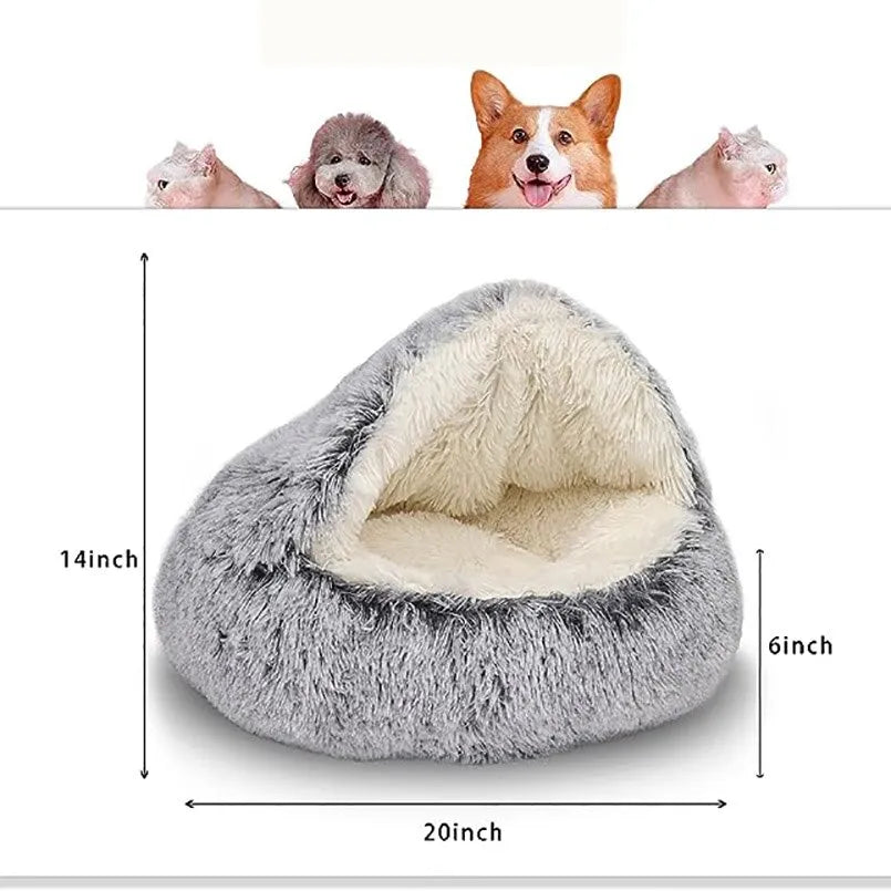 Yazijico™ Soft Plush Pet Bed with Cover Round - Yazijico™