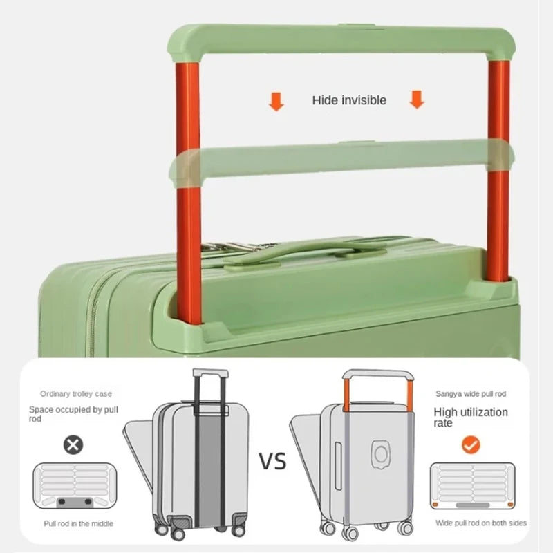 Yazijico™  Wide Trolley Suitcase Women's 20 Inch - Yazijico™