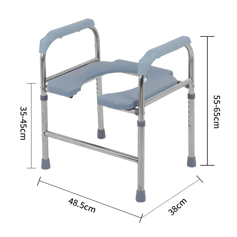 Portable Household Potty Seat Bath Chair Foldable with Wheels Potty Seat Elderly Commode Chair