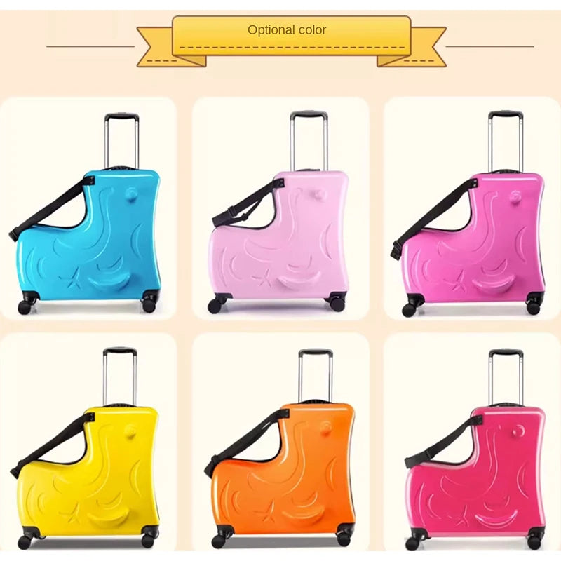 Cute Pony  Children Rolling Luggage Spinner Suitcase  | Yazijico™
