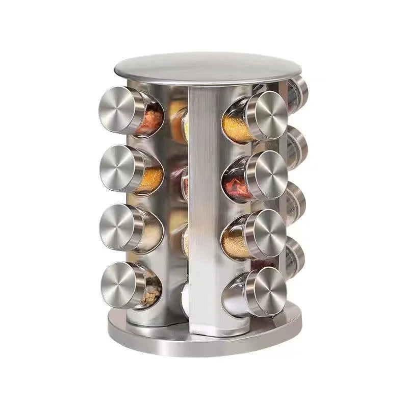 Stainless Steel Glass rotating seasoning set | Yazijico™