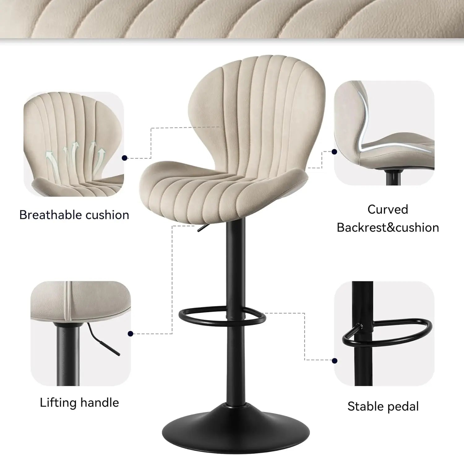 Yazijico™ Nalupatio Bar Stools Set of 2 Modern Swivel - Yazijico™