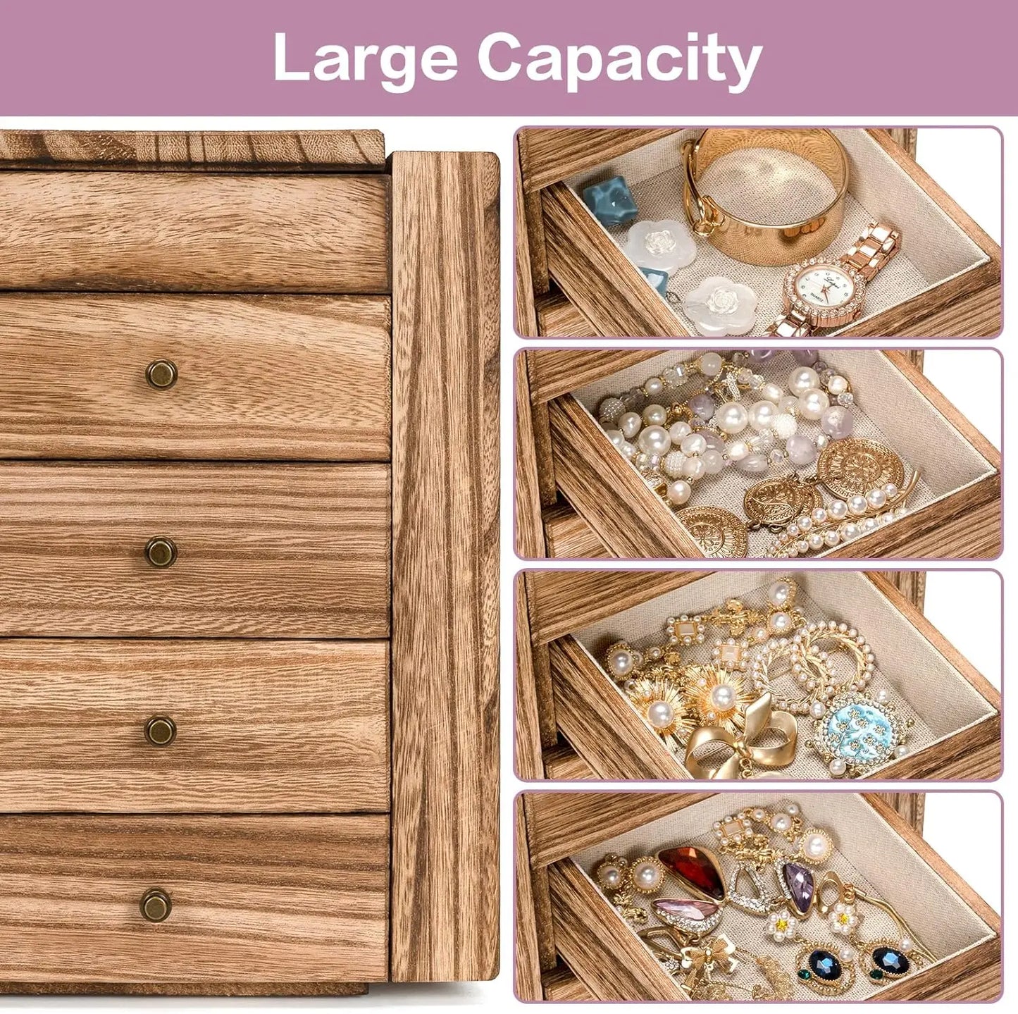 Yazijico™ Meangood Jewelry Box Wood for Women - Yazijico™