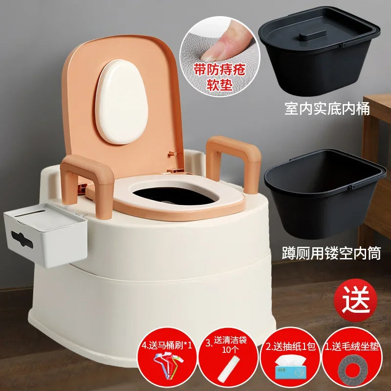 Portable Home Toilet for Elderly - Sealed Deodorized Pregnant Woman Urine Bucket with Armrest Sofa Chair