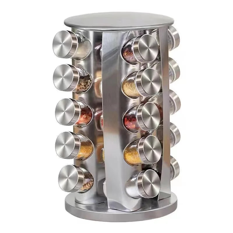 Stainless Steel Glass rotating seasoning set | Yazijico™
