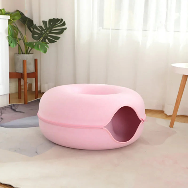 Cat Bed Donut Shape Pet Interactive House | Yazijico™