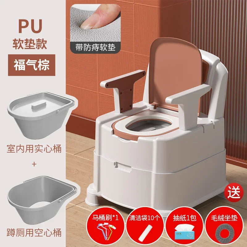 Portable Home Toilet for Elderly - Sealed Deodorized Pregnant Woman Urine Bucket with Armrest Sofa Chair