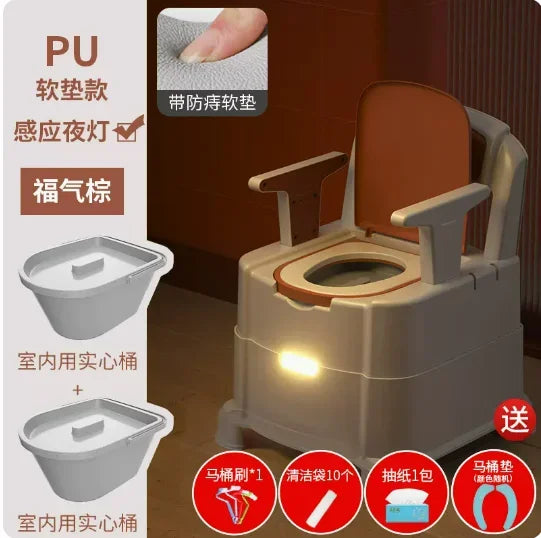 Portable Home Toilet for Elderly - Sealed Deodorized Pregnant Woman Urine Bucket with Armrest Sofa Chair