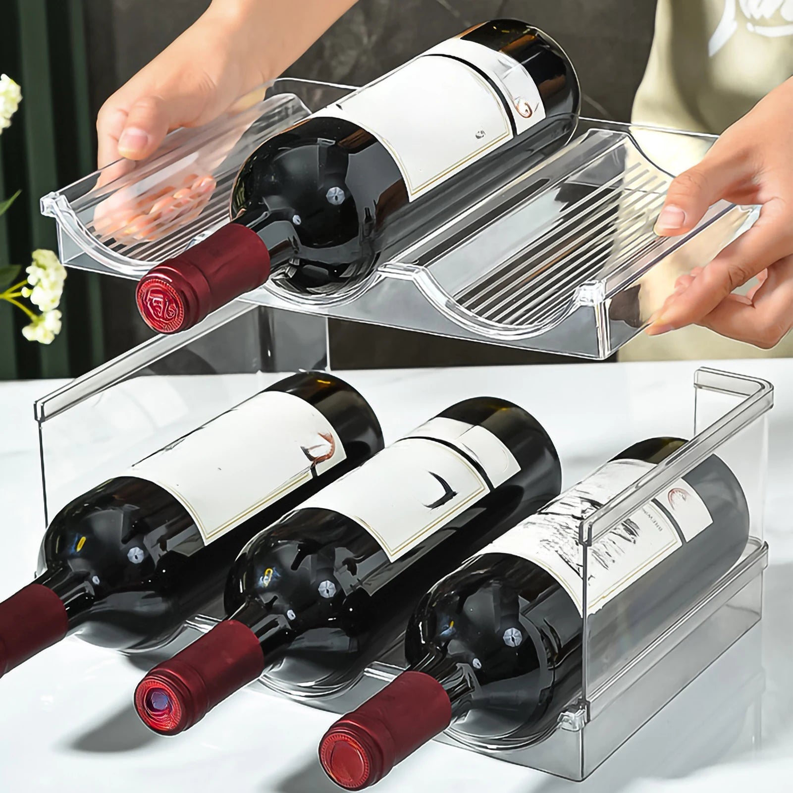 Yazijico™Layer Water Bottle Clear Storage Rack Stackable Wine - Yazijico™