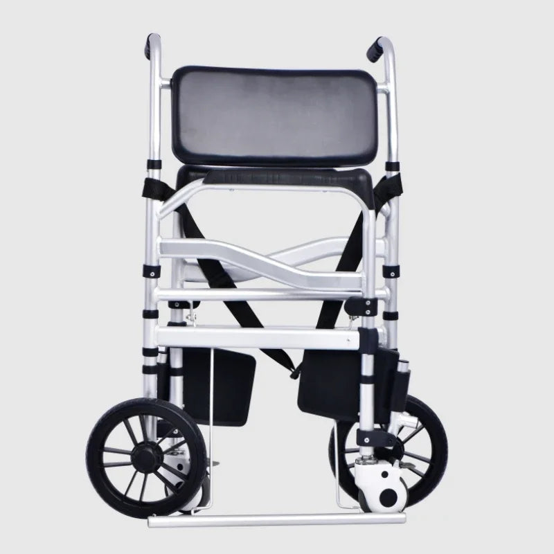 Toilet Chair Hand Pushed Elderly Bathroom Mobile Lavatory Seat For Disabled Patients Adjustable Height Washroom