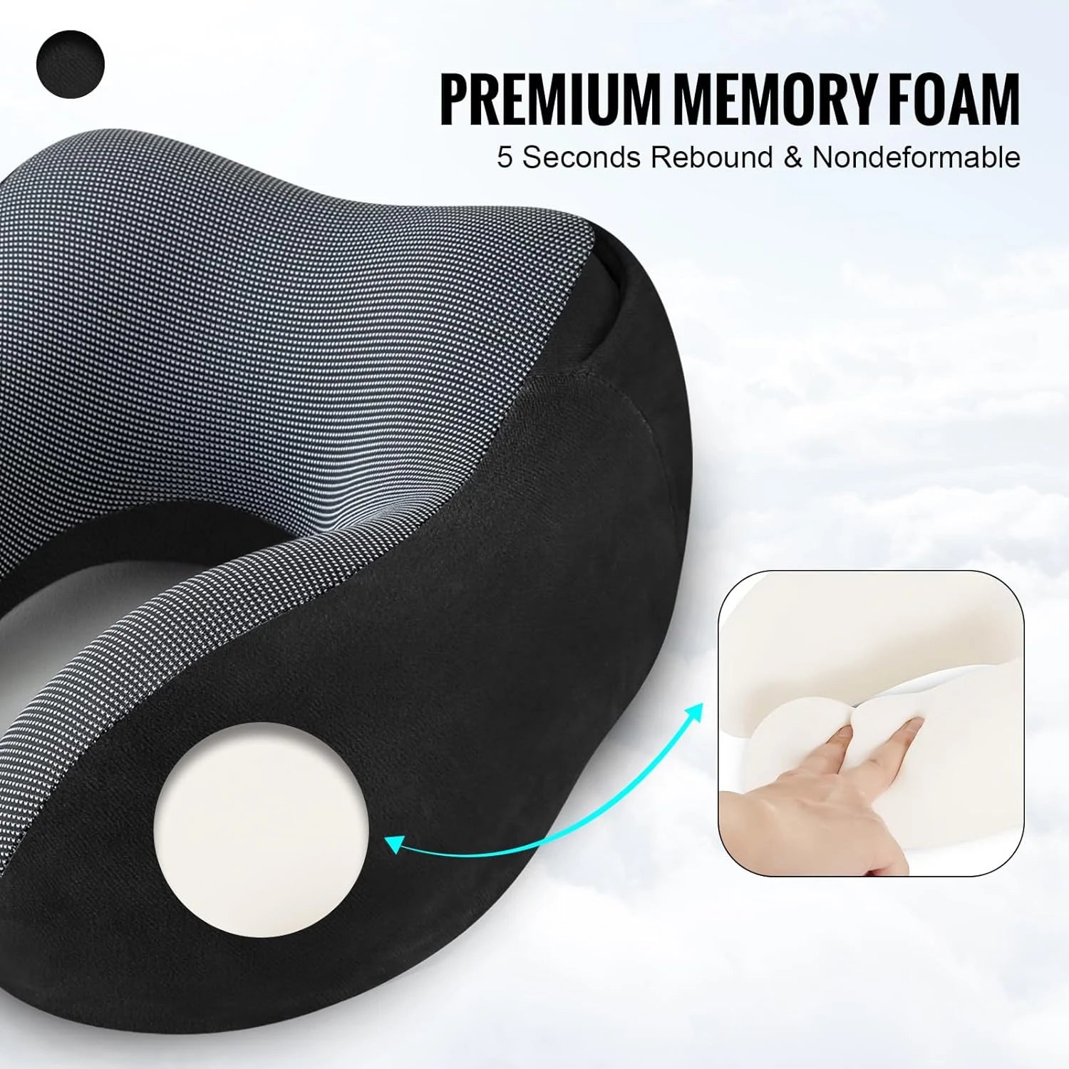 Yazijico™ Travel Pillow Velvet Memory Foam Neck - Yazijico™
