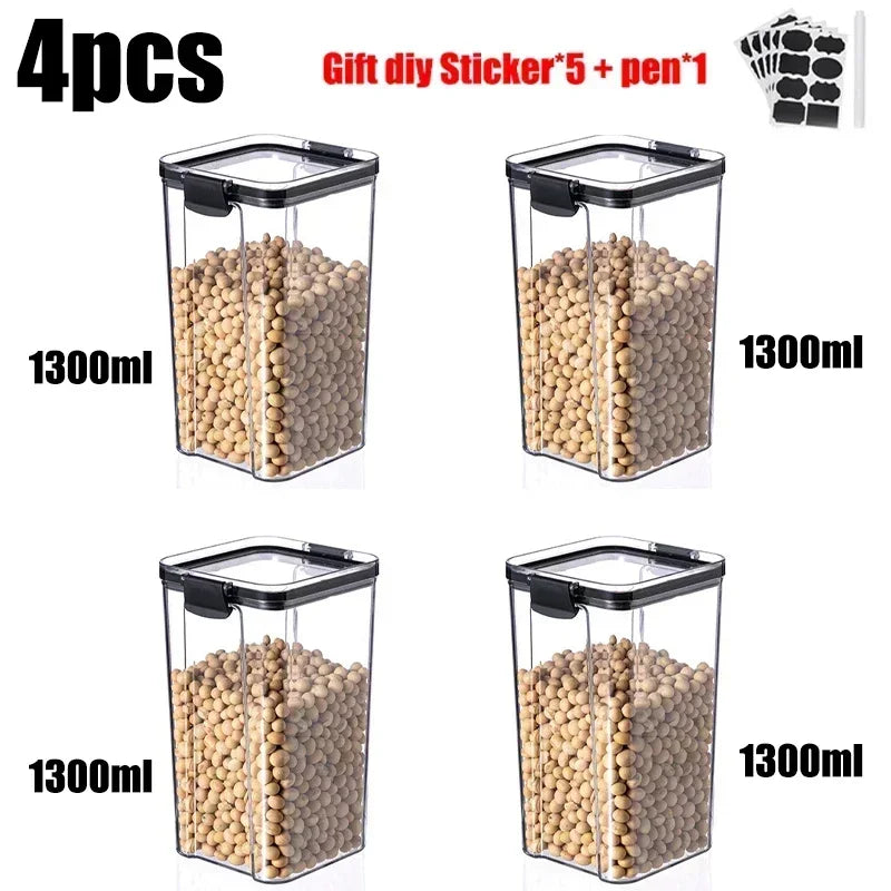 Food Storage Containers Set White Lid Kitchen