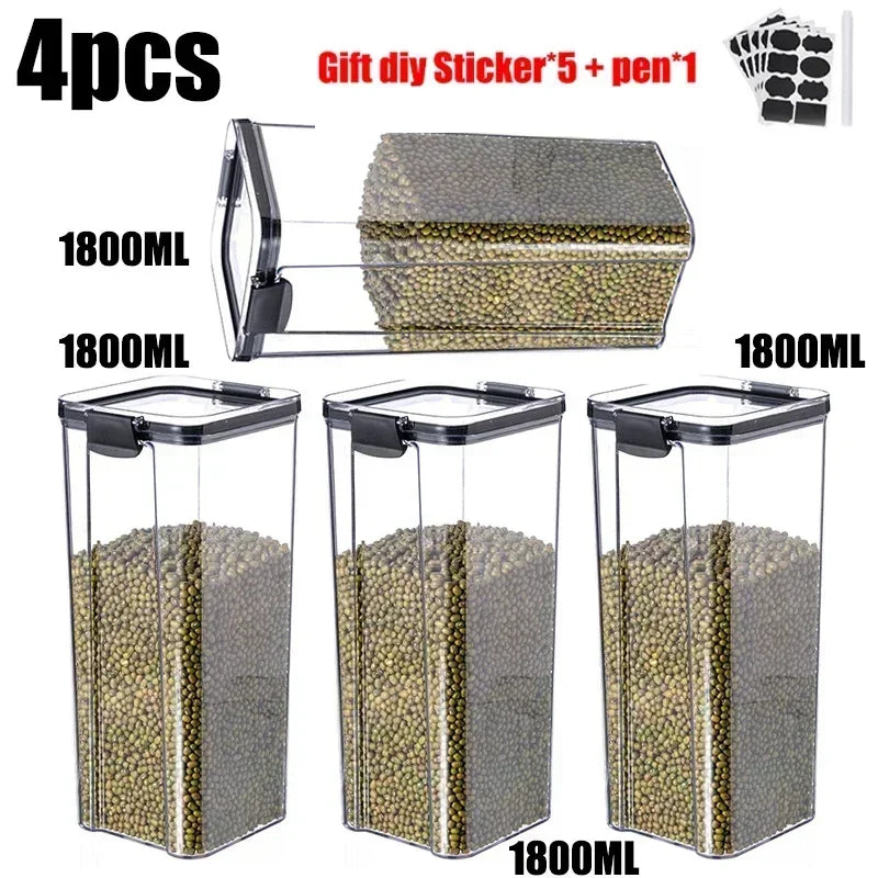 Food Storage Containers Set White Lid Kitchen