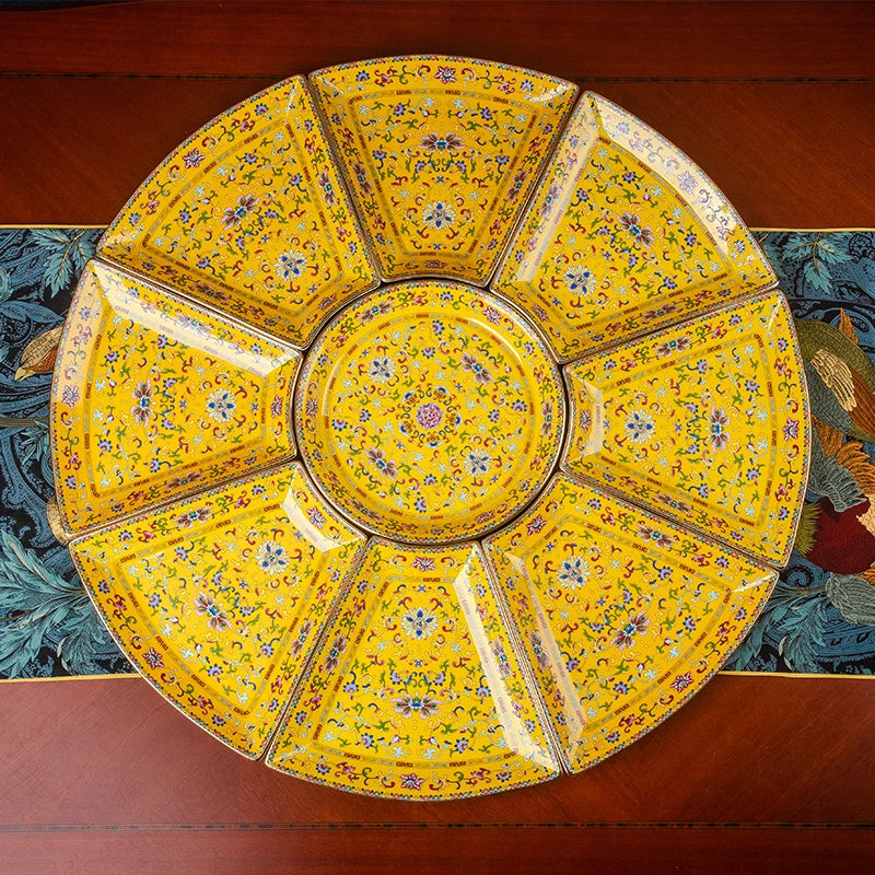 Creative Enamel Colored Ceramic Dinner Plate Set Chinese