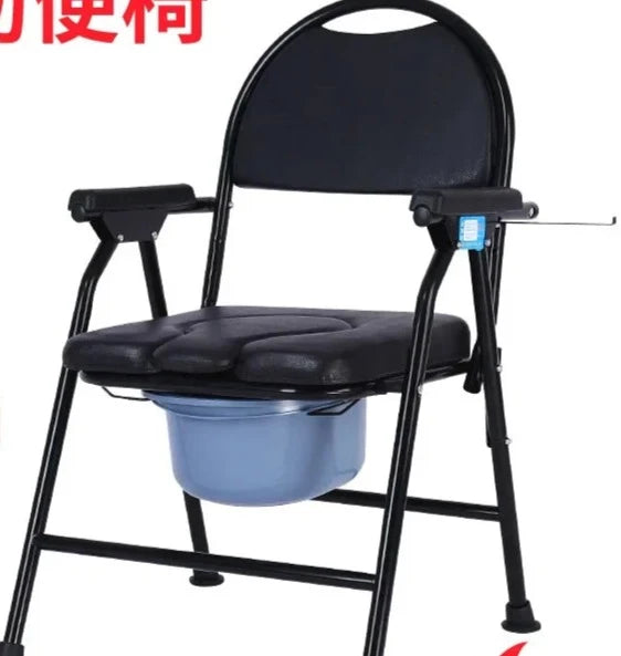 Foldable Toilet Seat Chair Adjustable Soft Adult Commode Portable Heavy Duty For Elderly Pregnant Removable No-Slip Feet