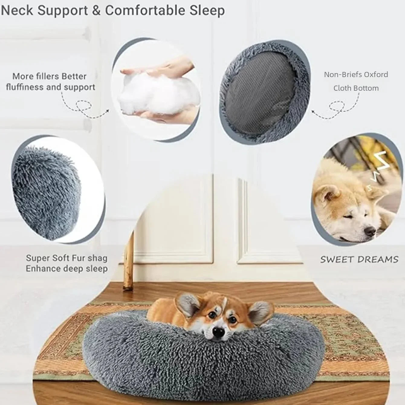 Yazijico™ Round Pet Bed for Large Dog Bed - Yazijico™