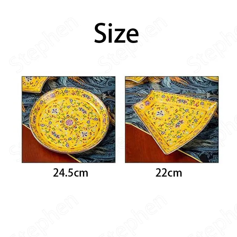 Creative Enamel Colored Ceramic Dinner Plate Set Chinese