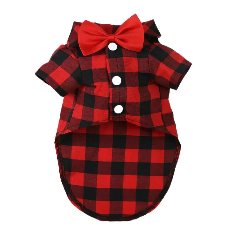 Pet Clothes Dogs Plaid Striped Shirt Suit Wedding Dress | Yazijico™