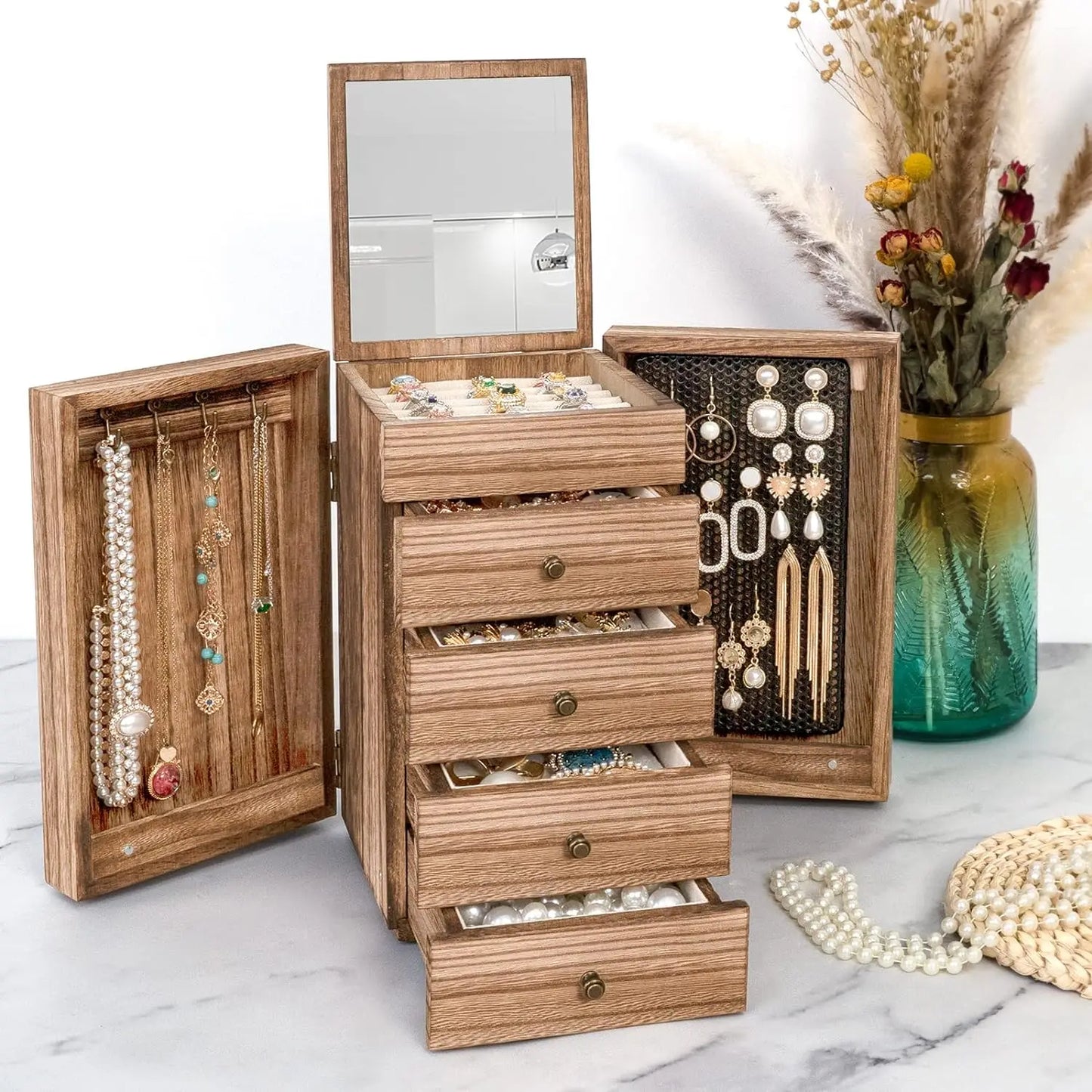 Yazijico™ Meangood Jewelry Box Wood for Women - Yazijico™