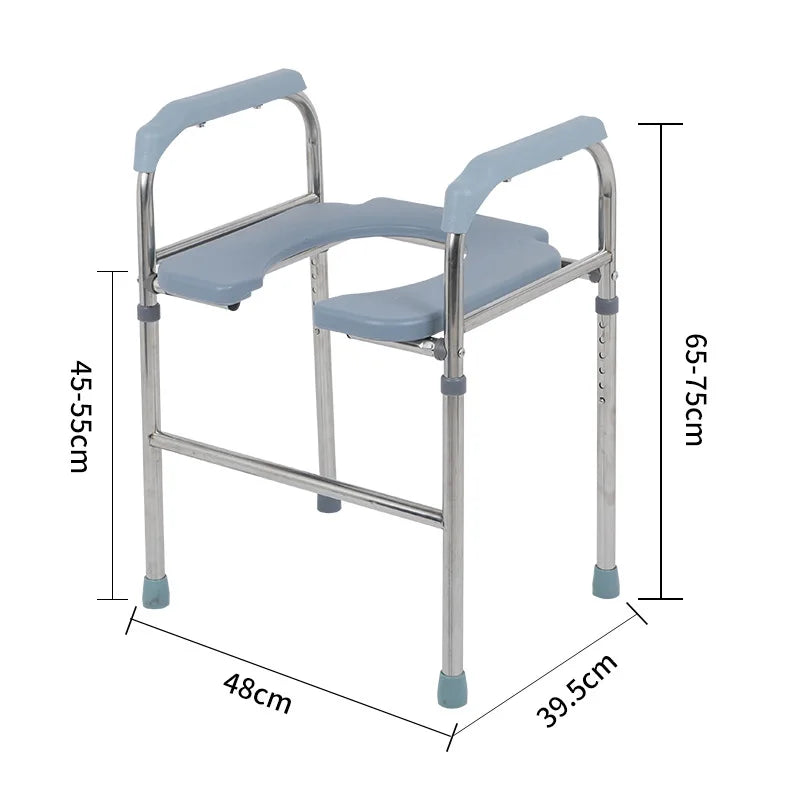 Portable Household Potty Seat Bath Chair Foldable with Wheels Potty Seat Elderly Commode Chair
