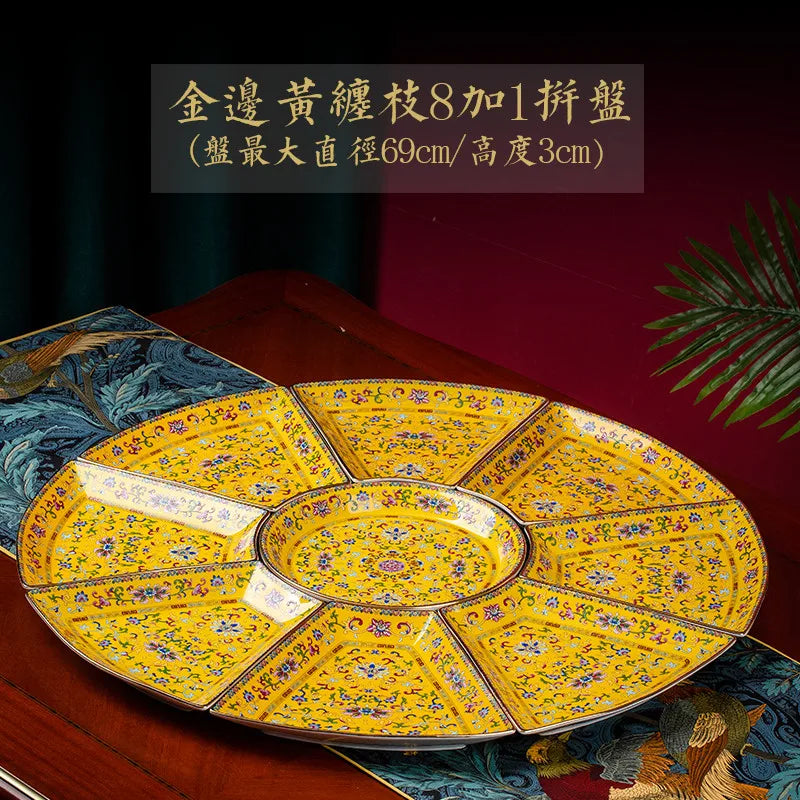 Creative Enamel Colored Ceramic Dinner Plate Set Chinese