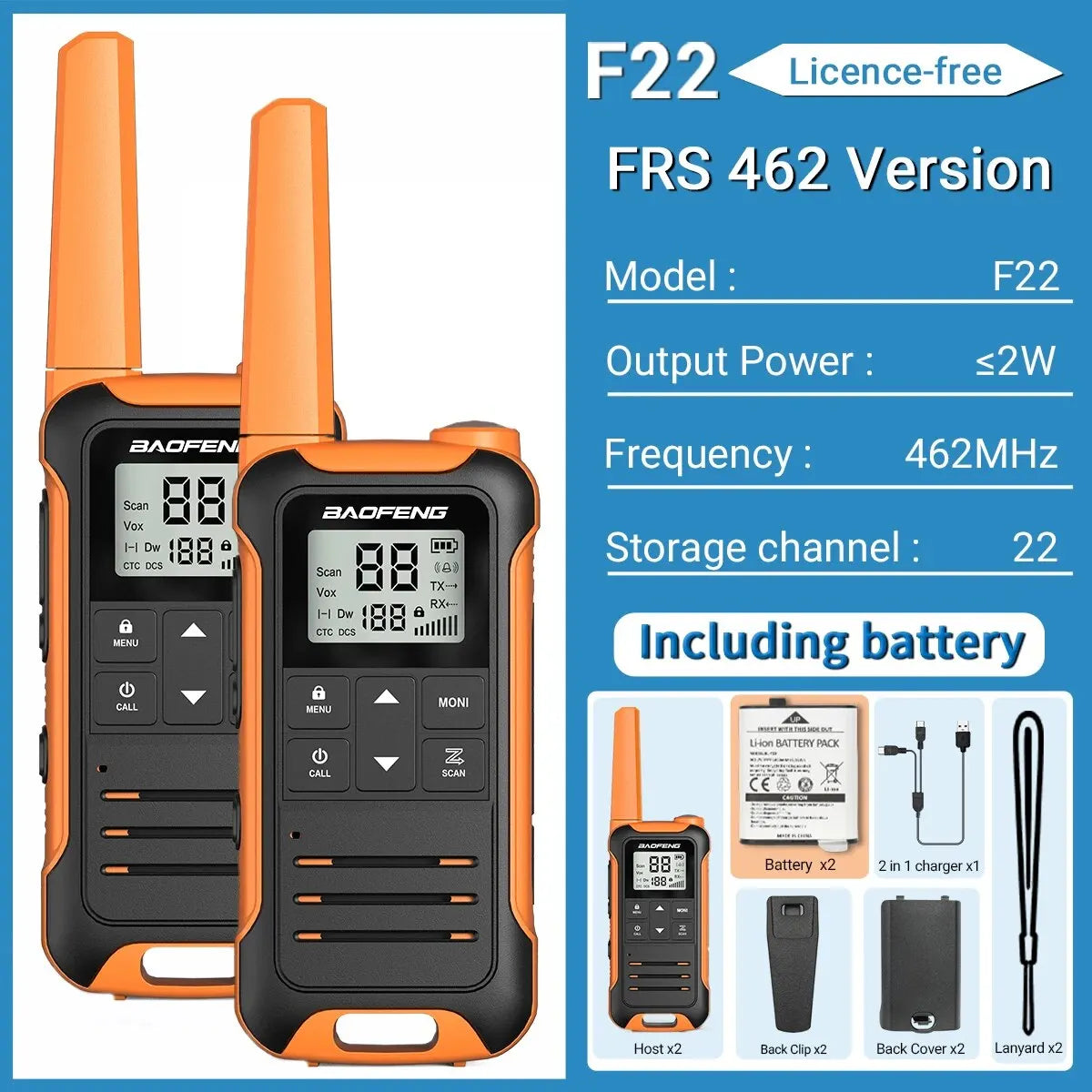 Baofeng F22 Mini Walkie Talkie PMR FRS | Yazijico™