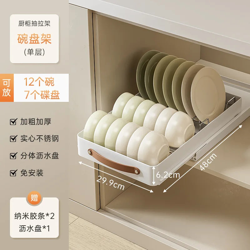Stainless Steel Pull-Out Holder Kitchen Tableware | Yazijico™