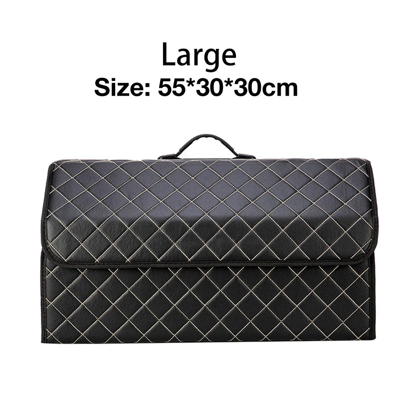 Car Storage Box Large Capacity Auto Trunk Organizer Boxes Leather | Yazijico™
