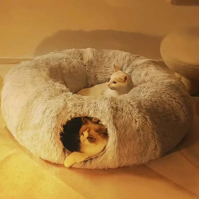 Yazijico™ Plush Cat Bed with Tunnel for Indoor Cats - Yazijico™