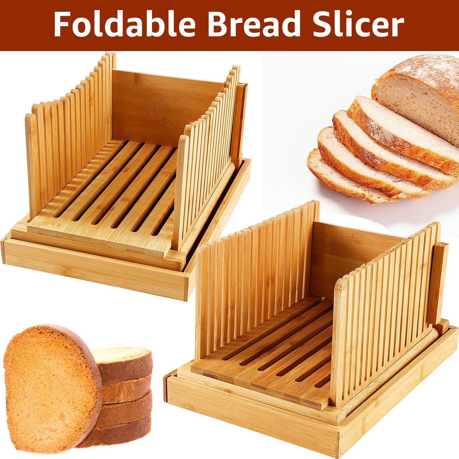 Yazijico™ Bamboo Bread Slicer Foldable Toast Bread - Yazijico™
